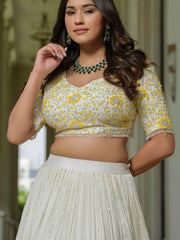 Yellow White Ombre Moss Crepe Lehenga