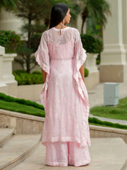 Powder Pink Tissue Kaftan with Sharara