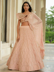 Beige Moss Crepe Lehenga with Jaal Work