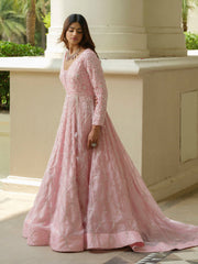 Powder Pink Organza Trail Gown