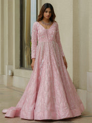 Powder Pink Organza Trail Gown
