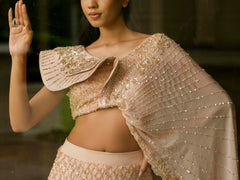 Beige Moss Crepe Lehenga with Jaal Work