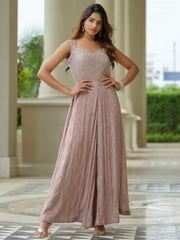 Beige Moss Crepe Jumpsuit