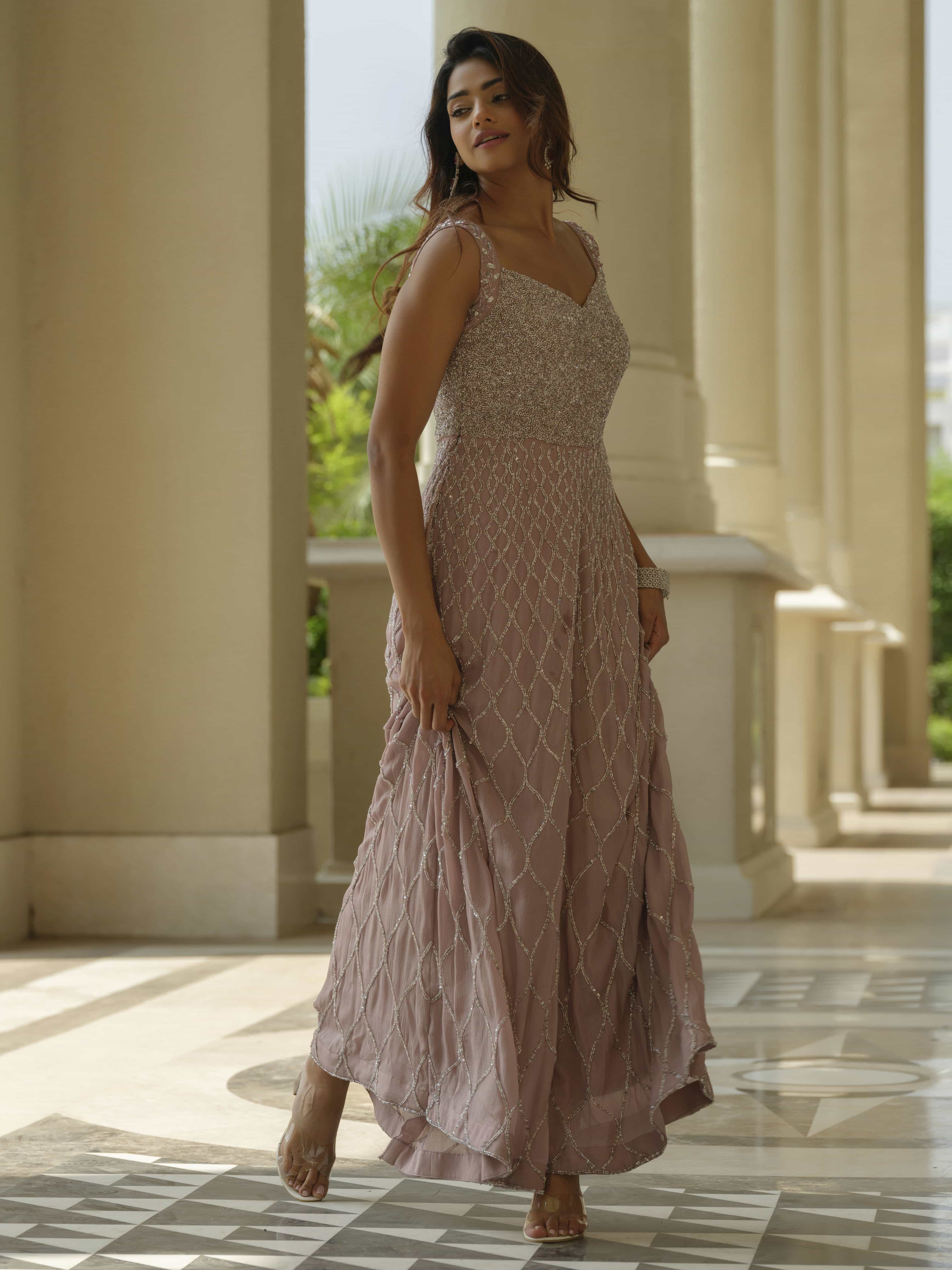 Beige Moss Crepe Jumpsuit