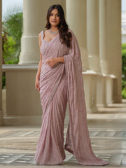 Pink Shimmer Saree with Sequins Work
