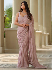 Pink Shimmer Saree with Sequins Work