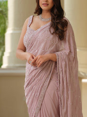 Pink Shimmer Saree with Sequins Work