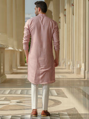 Light Pink Silk Embroidered Kurta Set