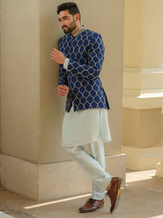 Royal Blue Silk Embroidered Jodhpuri Set